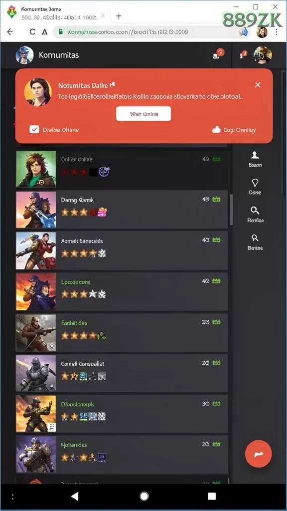 Cuplikan layar menu unduhan 889zk untuk perangkat Android